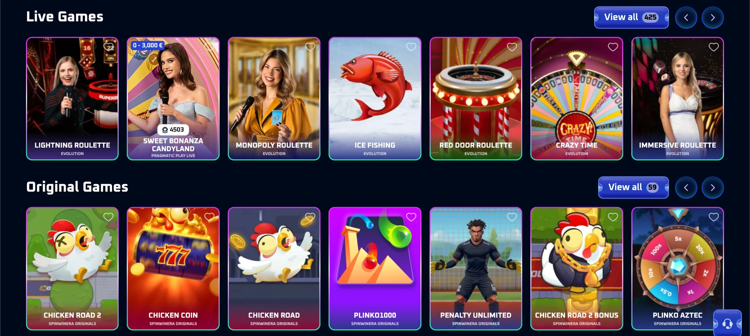 Mesa de casino y juegos en vivo